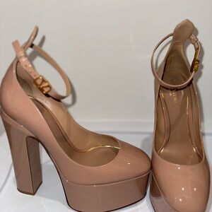 Valentino Tan Platform Heels with Ankle Strap